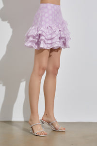 Womens Lavender Polka Dot Skirt Side View