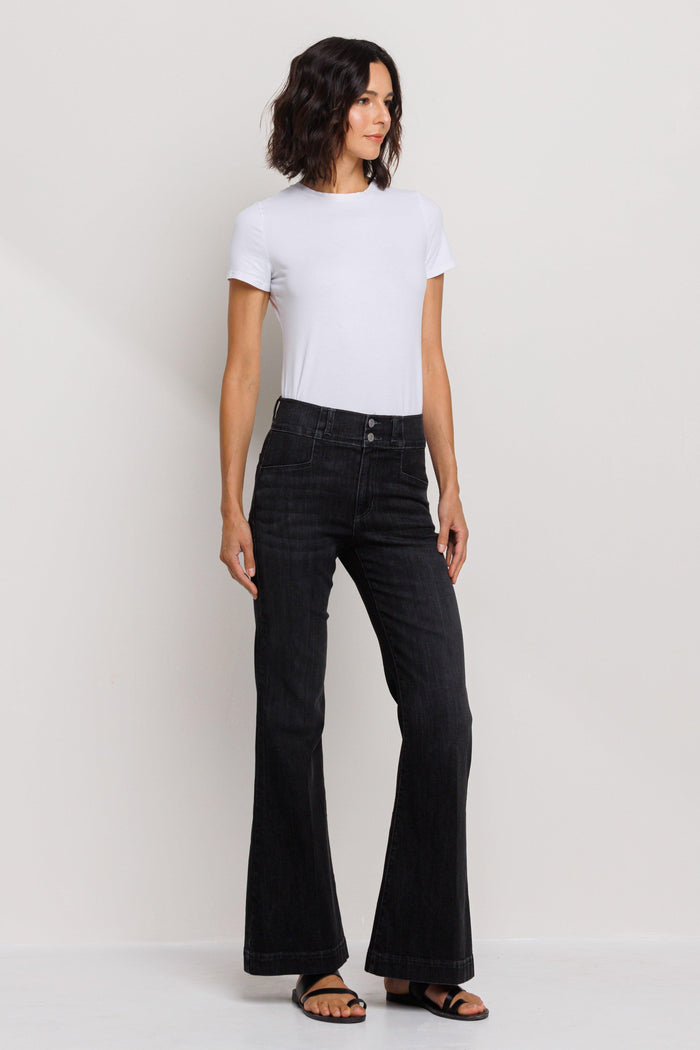 Women's High Rise Flare Jeans- Black - SoCo Hernando