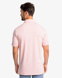 Mens SS Ryder Heather Bombay Striped Polo Shirt- Pink Flamingo - SoCo Hernando